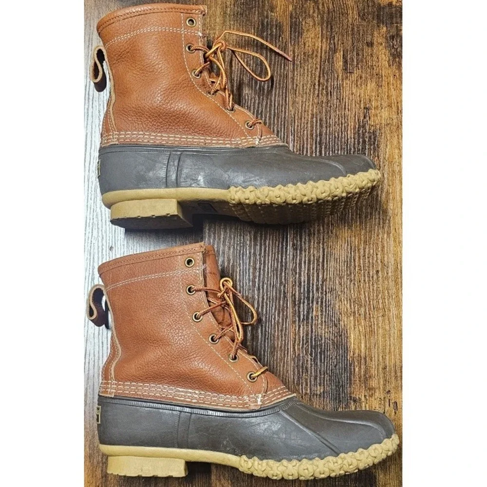 LLBean Women's Lounger L.E Tumbled Leather Shearling Lined Boots Sz 9 M USA